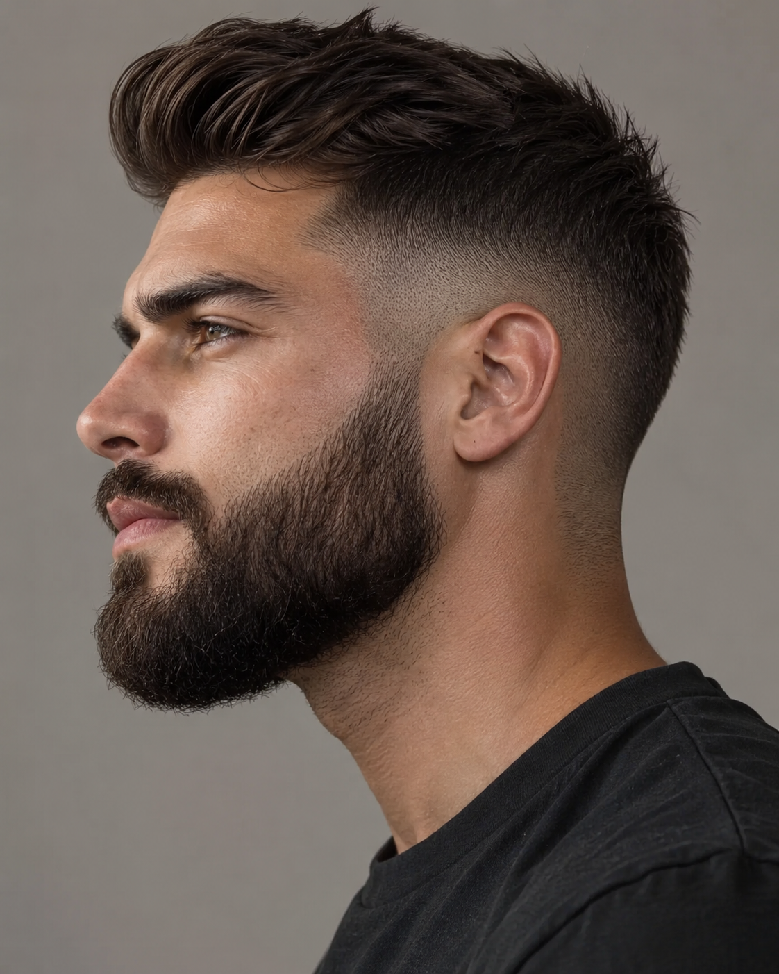 Homem com barba volumosa e alinhada